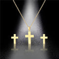 Good Selling Stainless Steel Religious Cross Luxury Jewelry Set Pendants Necklace Chains Fashion Jewelry Earrings