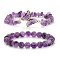 Meetyoo Hot Sale Women's Gift Bracelet 8mm Natural Amethyst Agate Crushed Stone Fashion Beaded Bracelet Butterfly Charm 2pcs Set