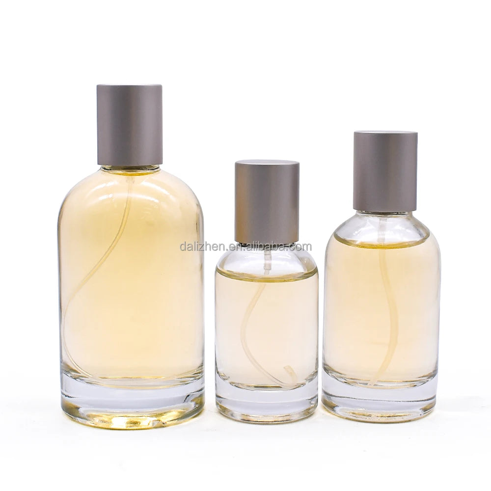 50ml Round Cosmetic Transparent Essential Spray Glass Bottles Black Refillable Perfume Glass Bottle