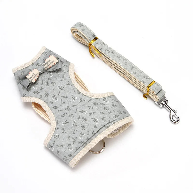 Wholesale Custom Adjustable Pet Cat Dog Harness Breathable Polyester with Breakaway Feature and Animal Pattern Leash Included