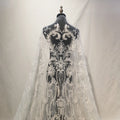 Luxury 3D Bridal Embroidered Lace Fabric White French Lace Fabric Tulle Heavy Beaded Laces for Wedding Dresses
