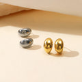 Waterproof 18K Gold Plated Stainless Steel Earring Punk Titanium Steel Smooth Irregular Oval Shape Stud Earrings Jewelry YF3261