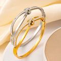 MECYLIFE Luxury Zircon Bangle 18K Gold Plated Stainless Steel Bangles Trendy Knot Bracelet