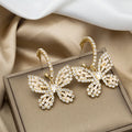 New Style Golden Butterfly Zircon Crystal Dangle Earrings for Women Rhinestone Weddings Party Jewelry Accessories