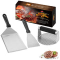 Manjia Flat Top Grill Tool Hamburger Press Stainless Steel Burger Smasher Kit Set BBQ Spatula Melting Dome Smash Burger Press