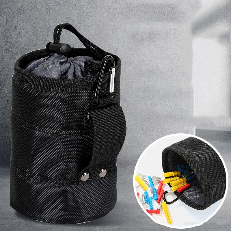 Multi-Functional Screw & Nail Storage Bag Durable Black Tool Belt Pouch Thickened Wear-Resistant Organizer for Home Repairs