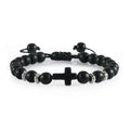 Cross Turquoise Beaded Bracelet Classic Style Bungee Di Chain with Zircon Charm Couples Gift