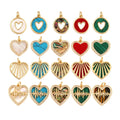 Trendy Design Love Heart Natural Mother of Pearl Shell Agate Malachite Tiger Eye Pendant CharmJewelry for Necklace Supplies M32