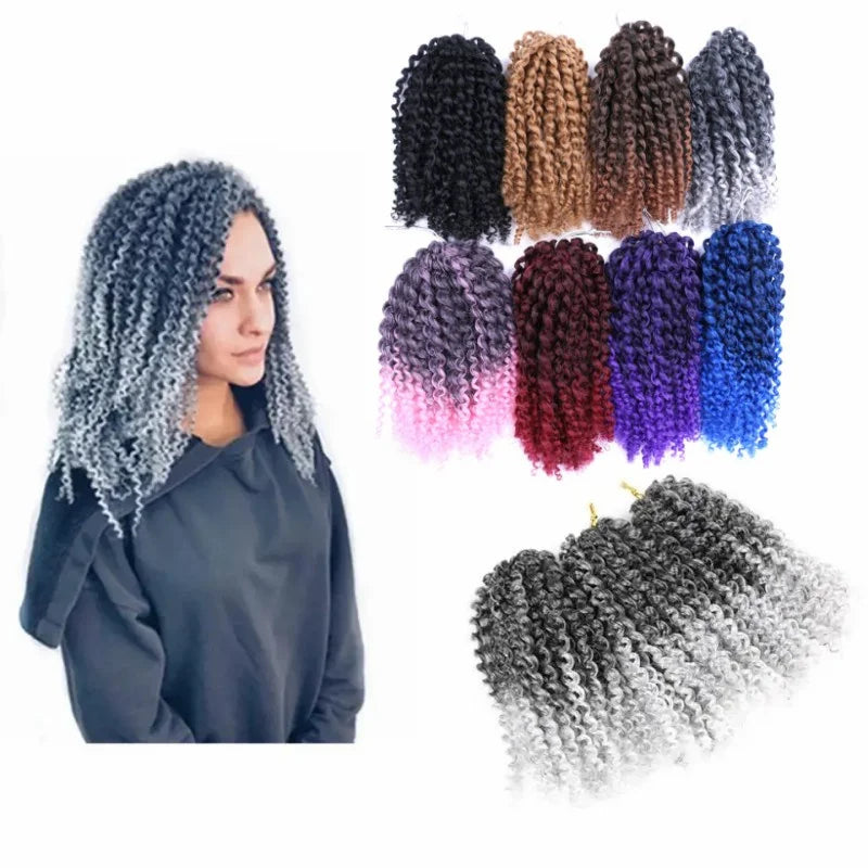 Customized 3pcs/pack 12" Afro Kinky Curly Jerry Curl Braids Wigs Marlybob Synthetic Crochet Braiding Hair