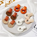 New Geometric Wood Beaded Earrings Fashion Exaggerated Retro Style Cookie Circle Wooden Earrings for Women Jewelry