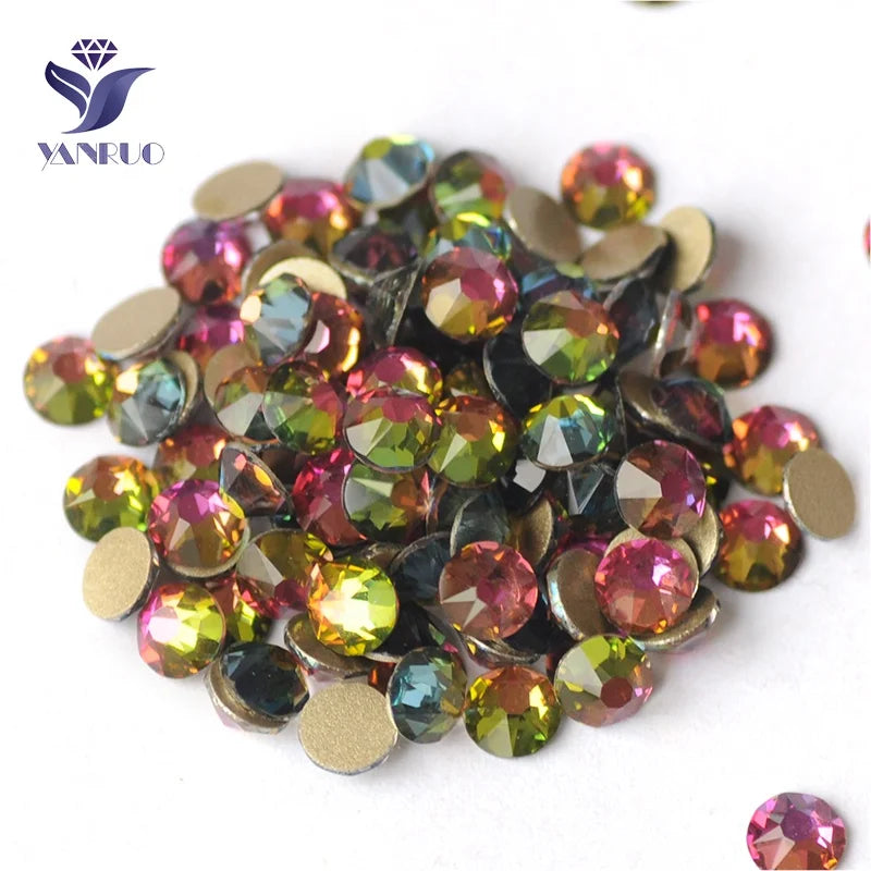 YANRUO Rainbow Vitrail Medium Rhinestone Crystal for Nails Manufacture