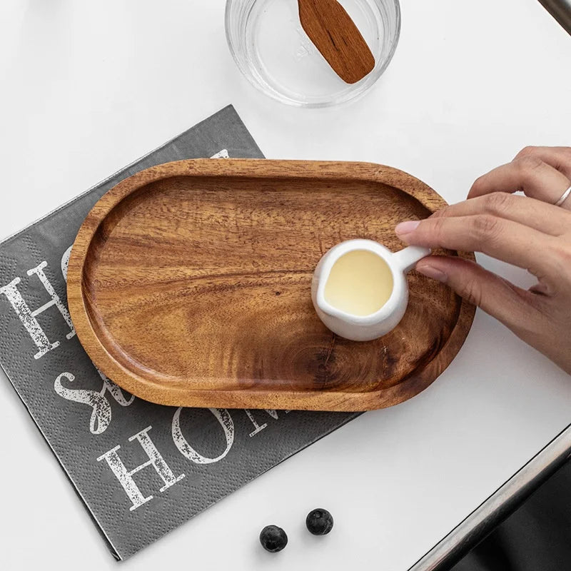 Wood Tray Hotel Restaurant Home Coffee Cake Food Serving Tray Acacia Beech Wooden Catering Trays
