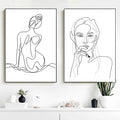 Low Moq Custom Design Minimalist Line Art Women Abstract Wall Art Kiss Line Wall Art Canvas Painting