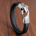 Braided Genuine Leather Bracelet for Men Gift Accessories Arrived Magnetic Clasp Stainless Steel New Wrap Bracelets Animal