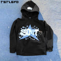 Crop Puff Print 100% Cotton Drop Shoulder Custom Logo Raw Hem Heavyweight Oversized 3d Puff Printing Men Cropped Hoodies