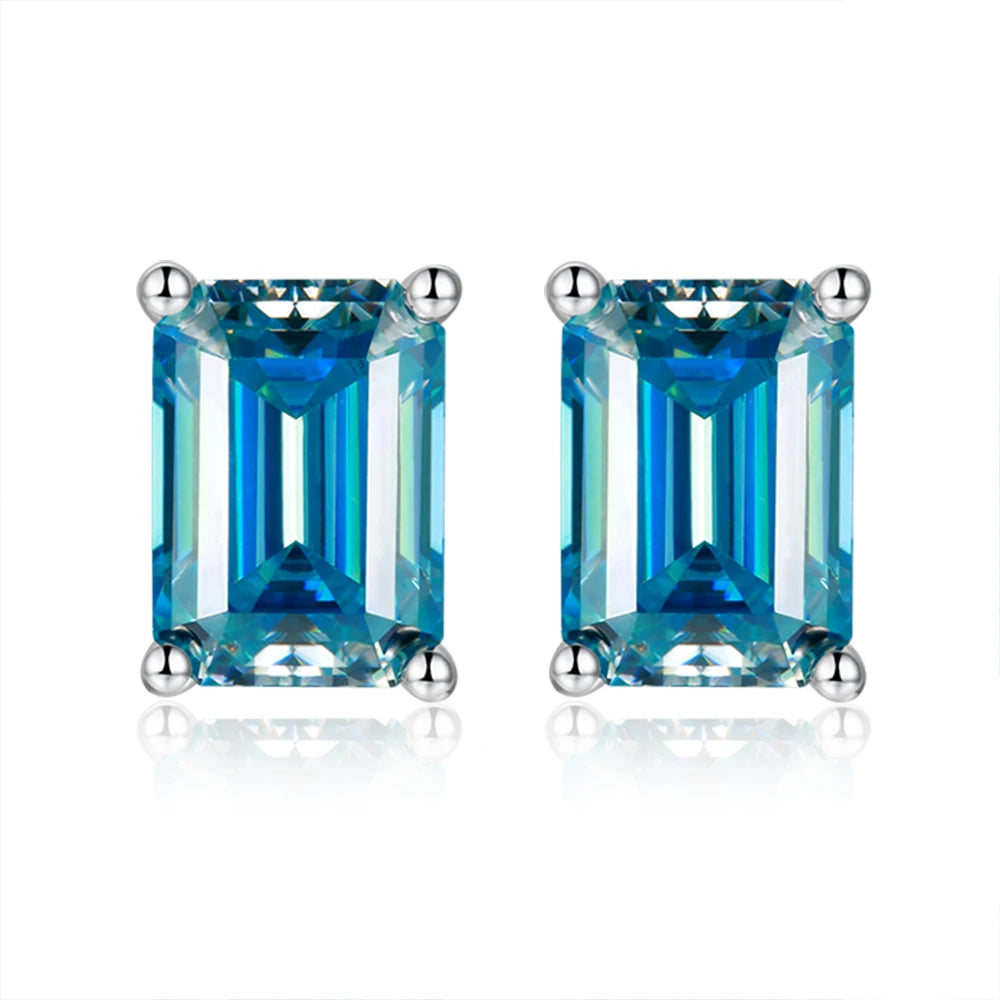 Certified Blue Moissanite Earring Studs 925 Silver Wedding Jewelry with Mold GRA Certified Blue Moissanite Earring Mold