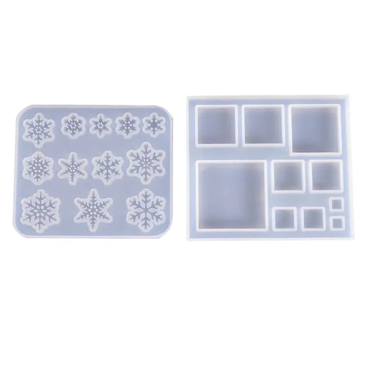 YS Snowflake/Square Pendant Resin Mold DIY Candle Silicone Jewelry Making Keychain Necklace Earrings Christmas Decorations Tools