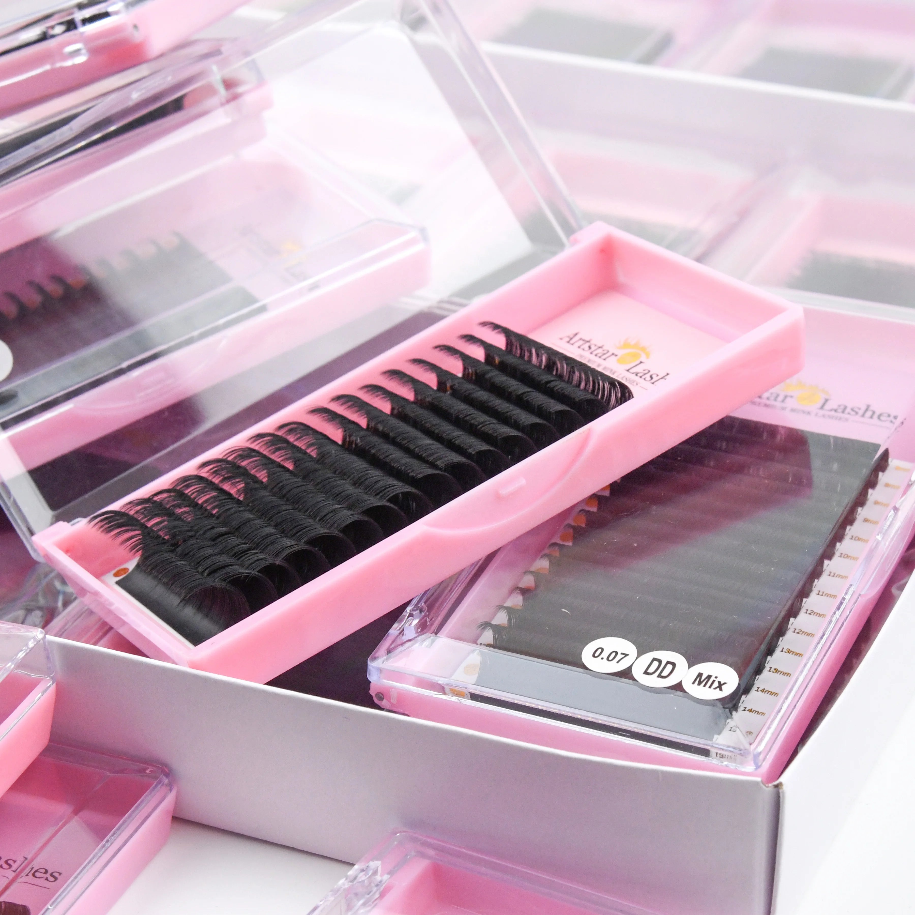 Individual 0.07mm C/CC/D Curl 7-18mm Wholesale Private Label Matte Black Cashmere Lash Extensions Volume Lash Trays