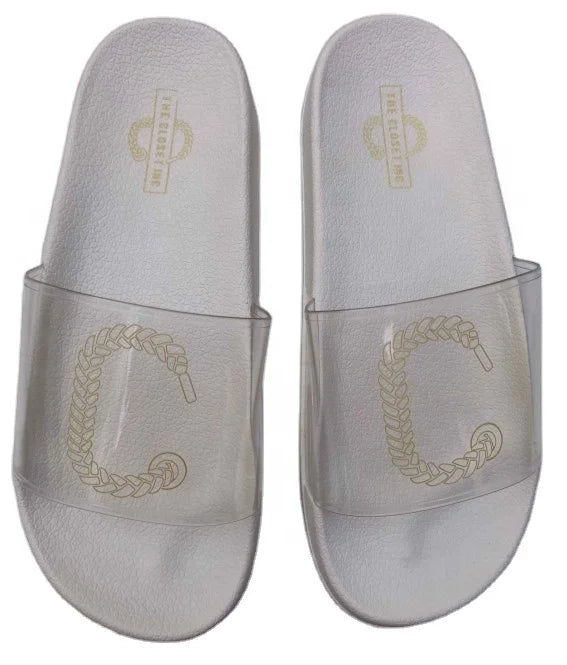 Customized Logo OEM Breathable Anti-Slippery Open White Transparent PVC Sport Blank Slide High Visibility Autumn Outdoor