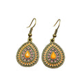 Wholesale Fashionable Vintage Water-Drop Shape Earrings Natural Gemstone Environmentally Friendly Zinc Alloy Trendy Pearl Main