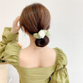 MIO Romantic Elastic Hair Band White Rose Sweet Hair Scrunchies Flower Chic Retro Hair Ropes for Women Girls