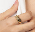 Dainty Sun Ring 18K Gold Plated Jewelry Couple Ring Stainless Steel Gold Half Oval Signet Ring for Women