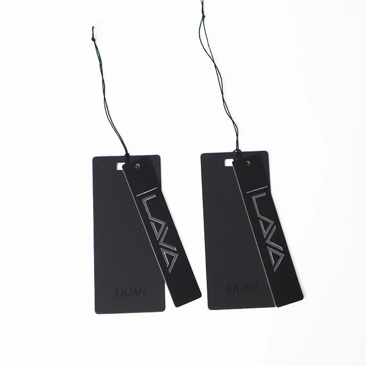 Custom Luxury t Shirt Tag Print Name logo hang Tag with Clothing Black Paper String Tags