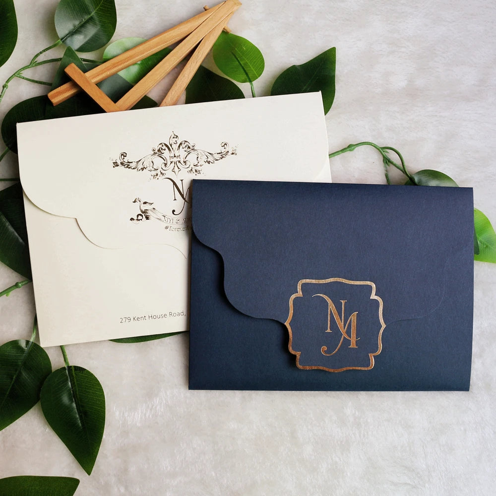 Custom Tri-Fold Pocket Style for 5*7 Inches Clear Acrylic Wedding Invitations with Envelope
