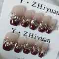 Wholesale Custom Bulk Cat Eye Rhinestone XS S M L Press on Nails Set Full Cover Short Finger Handmade Fake Wear Nail