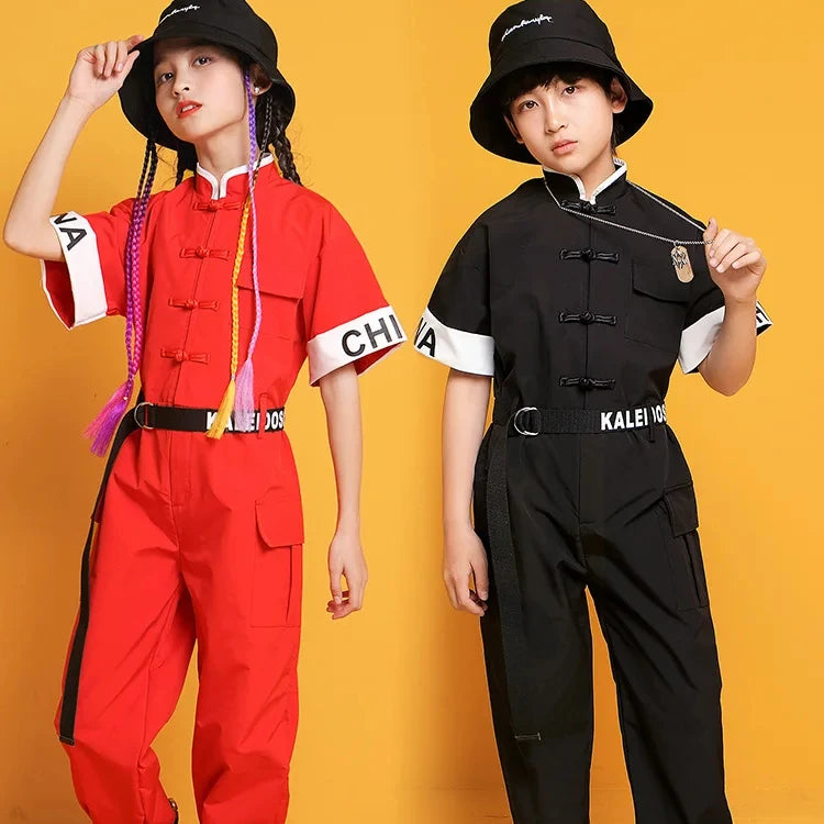 One-piece Workwear Hiphop National Fashion Chinese Style Jazz Runway Children's Street Dance Suit
