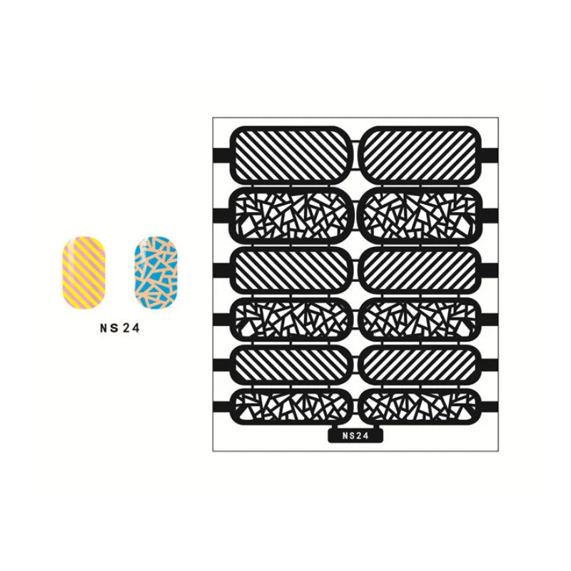 Straight Sharp Airbrush Templates & Nail Art Stencils