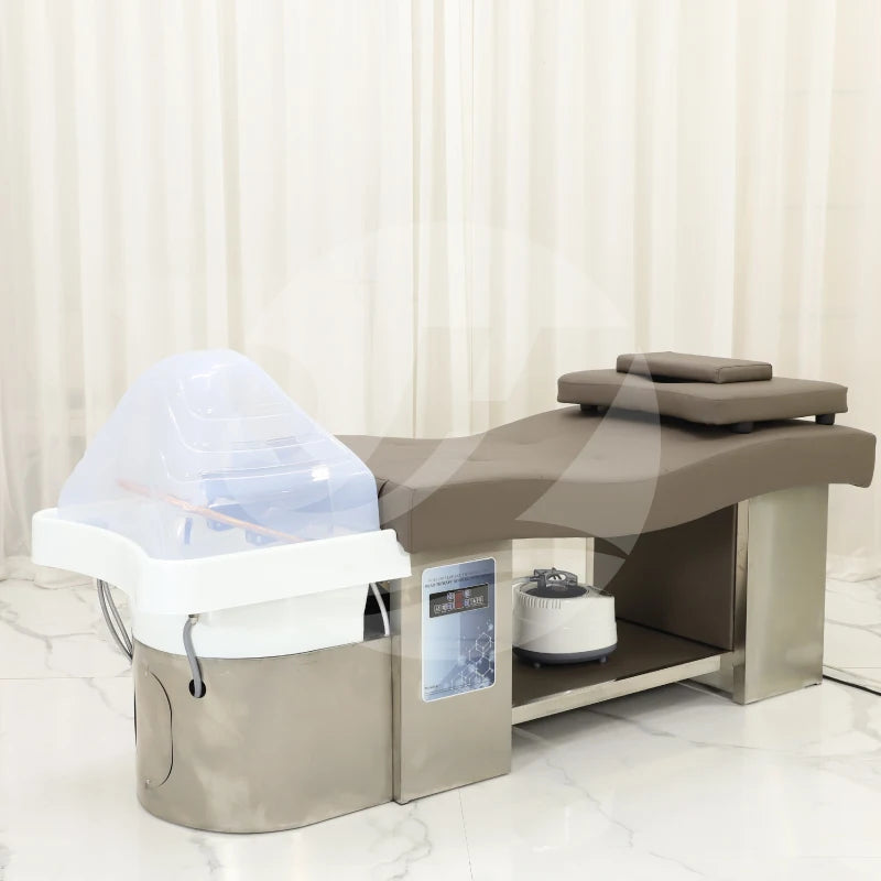 Stainless Steel Electric Washing Hair Salon Massage Table Head Shower Japanese Head Spa Shampoo Bed with Water Circulation