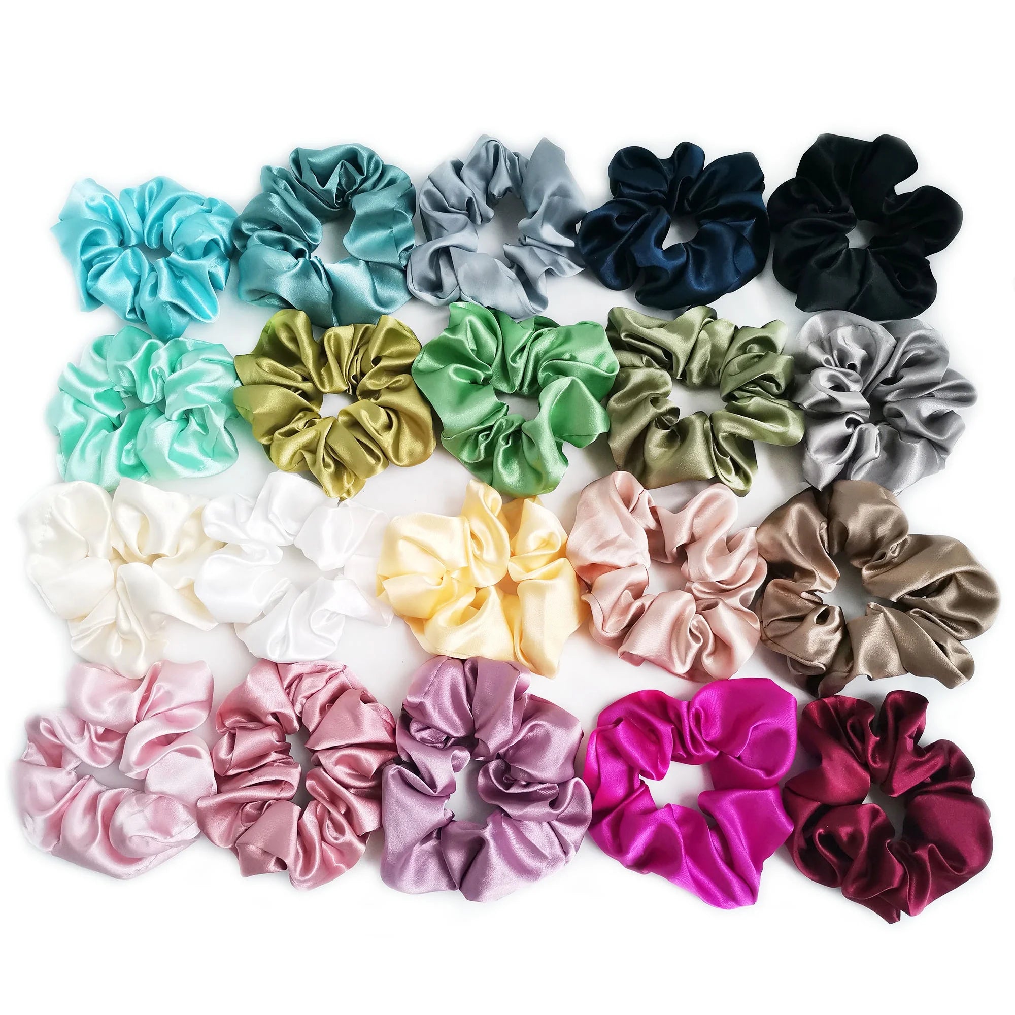 Jachon Shiny Metallic Silk Hair Scrunchies Ponytail Holder Satin Scrunchie Elastic Band Satin Silk-like Hair Ties Hair Holder