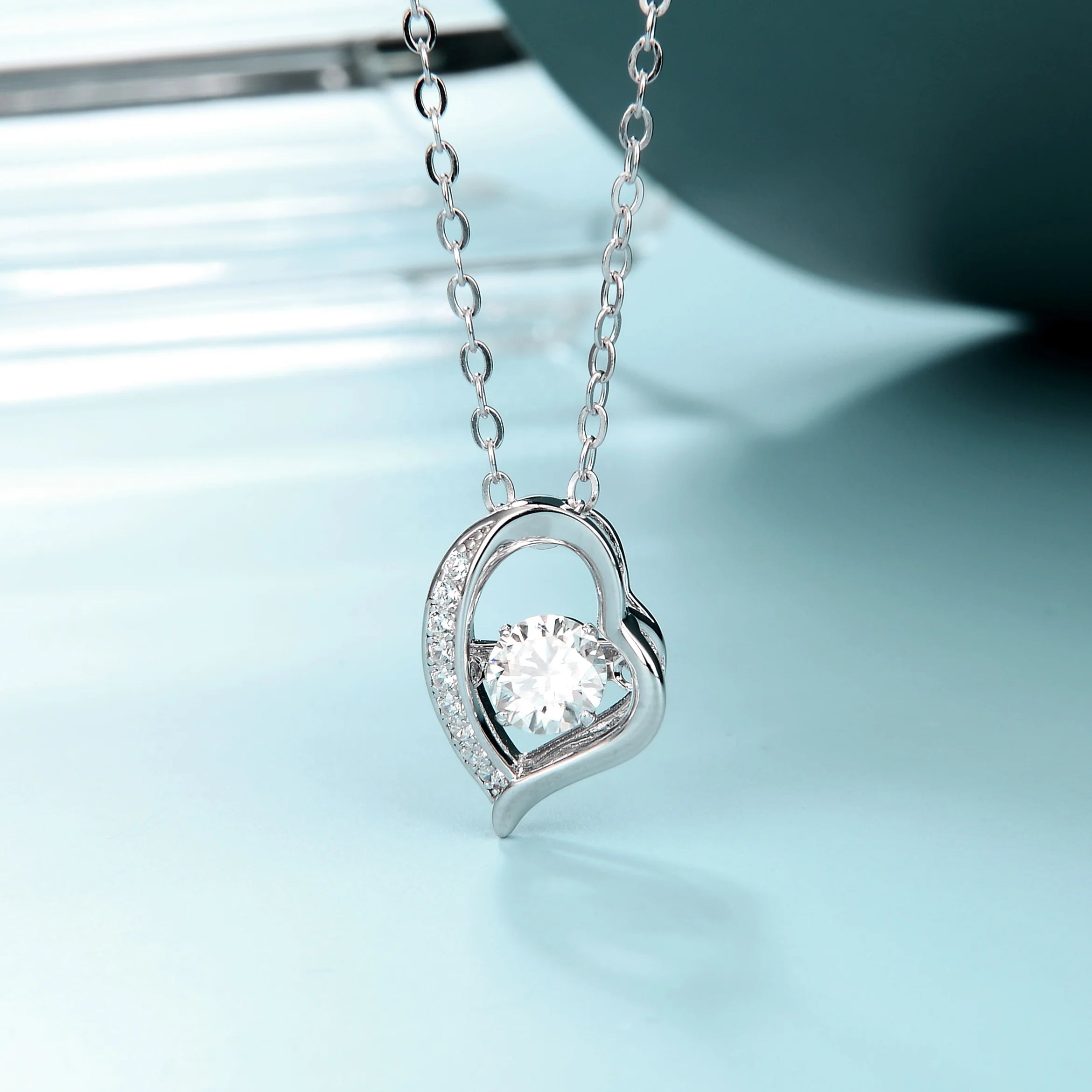 Abiding D Color Moissanite Diamond Jewelry Manufacturer 925 Sterling Silver Necklace Hollow Heart Love Pendant Ready to Ship