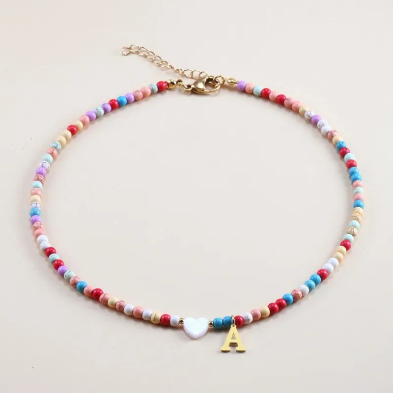 Hot Sale Handmade Girls Colorful Beaded NecklaceBohemian Necklace With Heart-shaped Shells for Women Jewelry Gifts