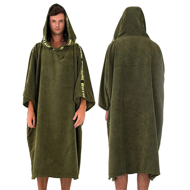 Small MOQ Quick Dry Microfiber Adult Hooded Beach Surfing Poncho Towel With Custom logo