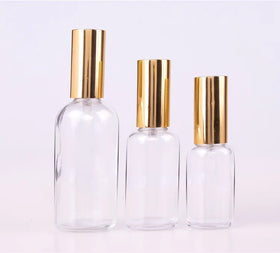 Refillable 5ml 10ml 15ml 20ml 30ml clear Amber Glass Fine Mist Spray Bottle with Spray Pump Cap for Hair Spray