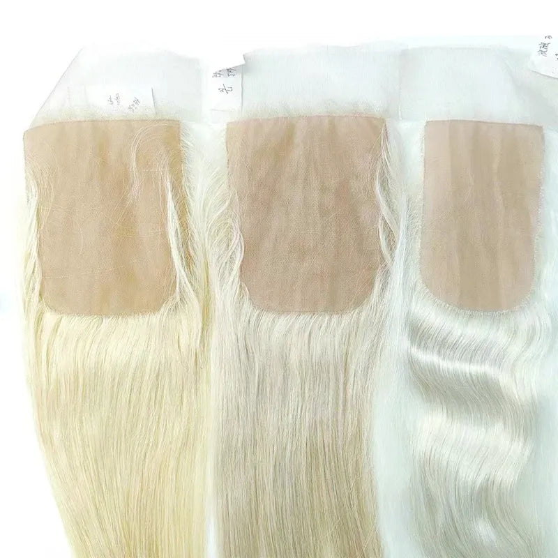 Human Hair Silk Base Closure 2X6 4X4 4X5 5X5 3X6 Size 100% Unprocessed European Hair Lace Closure Blonde Color