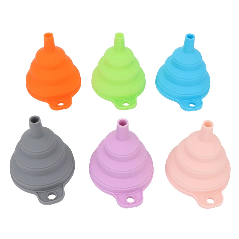 2025 Best Selling Foldable Collapsible Funnel 7.5*7cm Colorful Soft Pack in Opp Bag Silicone Collapsible Funnel
