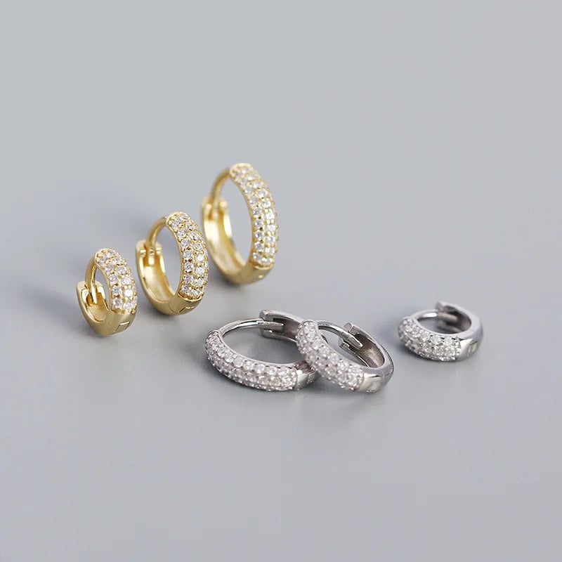 INS INS Hot Selling 925 Sterling Silver Cubic Zirconia Thick Gold Diamond Hoop Earrings