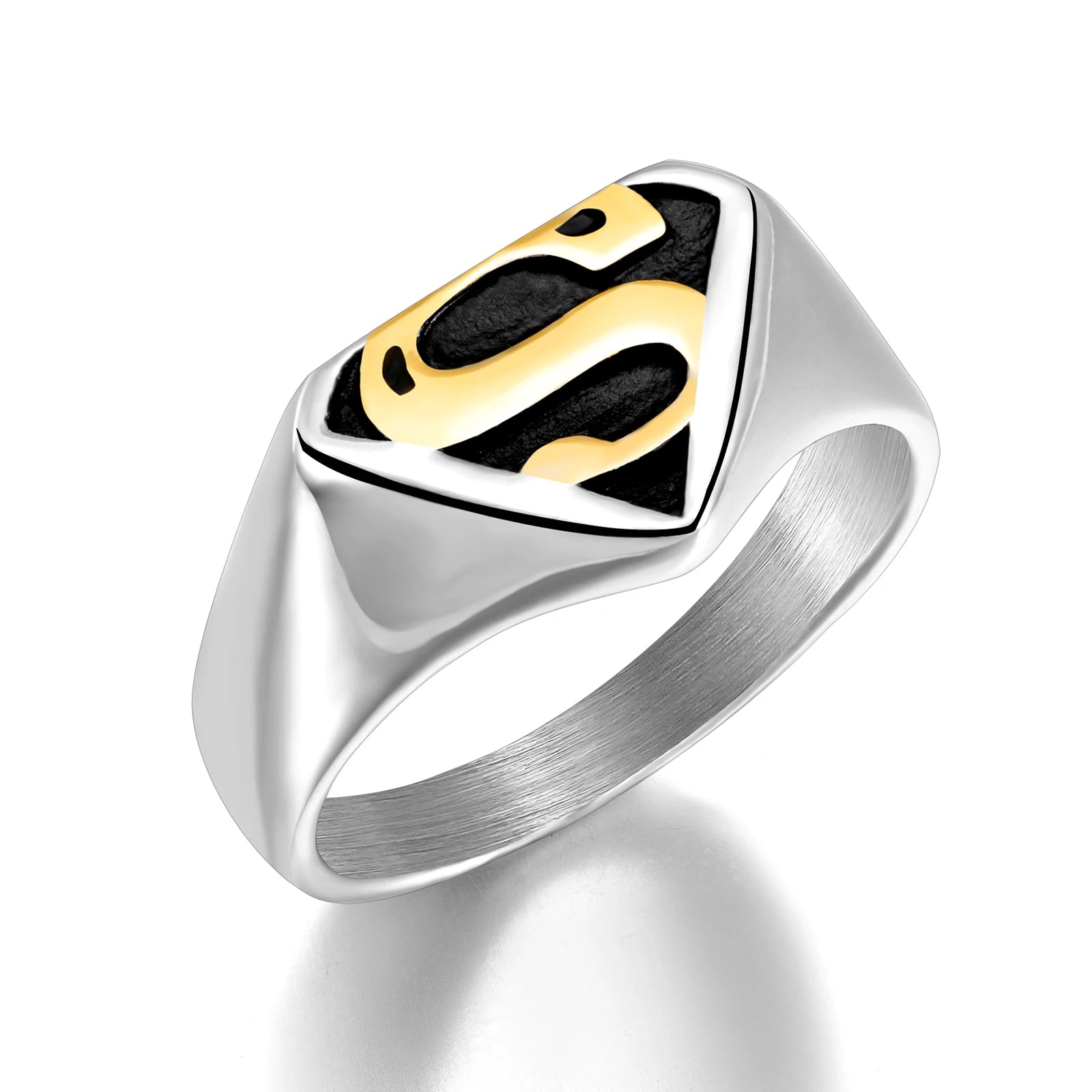 Factory Wholesale Stainless Steel Man Jewelry Fashion Silver Man Ring Letter S Signet Finger Man Ring