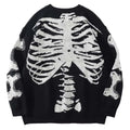 Black Crew Neck Personalized Men's Pullover Hombres Winter Anti-Wrinkle Knitted Sweater with Skull and Bone Pattern Design
