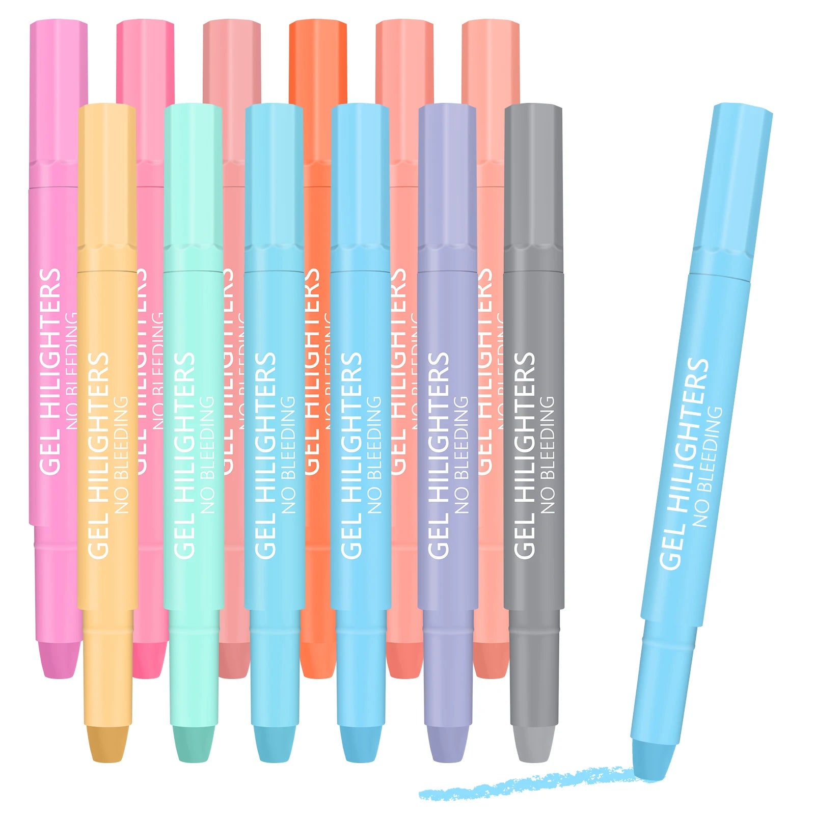 New Design 12 Pcs Pastel Color Gel Highlighters for Bible Twist Up No Bleeding Through No Smear and Smooth Glide