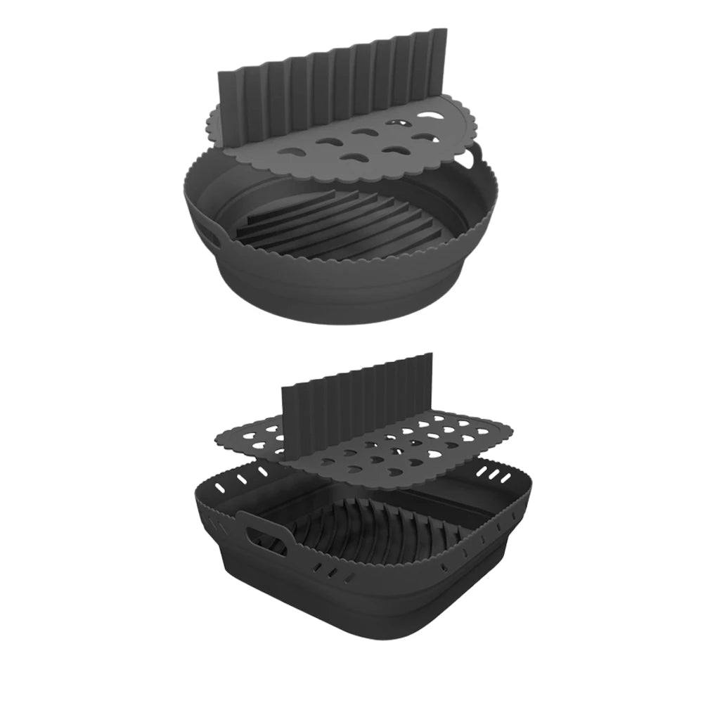 Hot Selling 8.2/8.5inches Easy Clean Square and Round Shape Silicone Air Fryer Liners Tray Set With Divider /Spacer