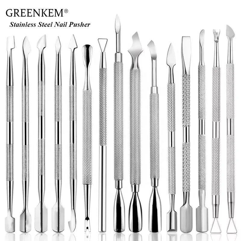 GREENKEM Trimmer Metal Double Sided Finger Dead Skin Push Stainless Steel Cuticle Spoon Pusher Nail Nemover