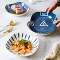Japanese Style Plate Dish Ceramic Soup Plate Multi-layer Dishes Disc square Japanese Style Underglaze Color Deep Flat
