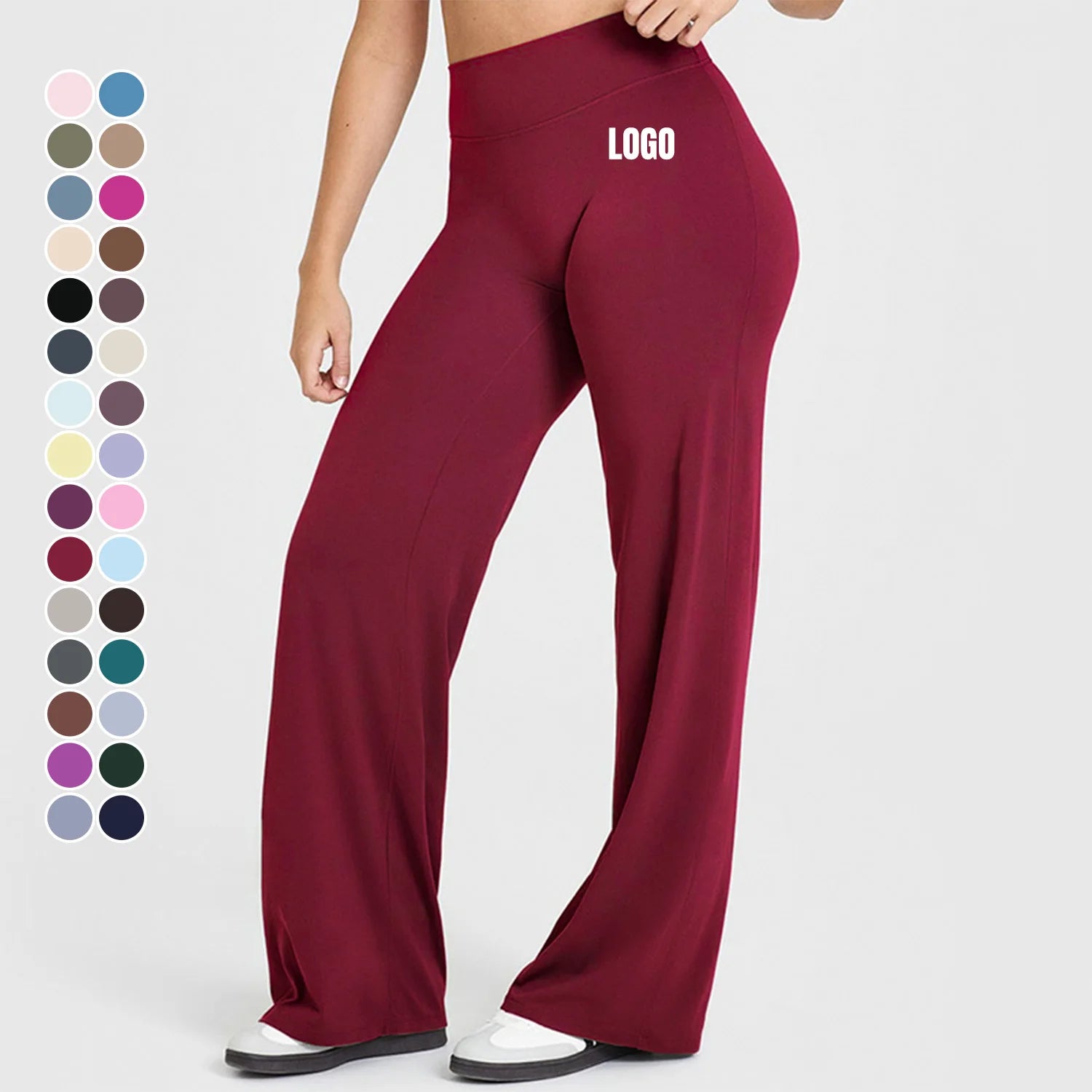 Women's Summer Thin High Waist Straight Pants Flared Wide-Leg Yoga Pants Elastic Loose Slimming Naked Feel Sports Fitness Pants