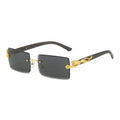 LBAshades 50409 2024 New Frameless Rimless Sunglasses Popular Square Cut Edge Leopard Cheetah PC Fashion Sunglasses