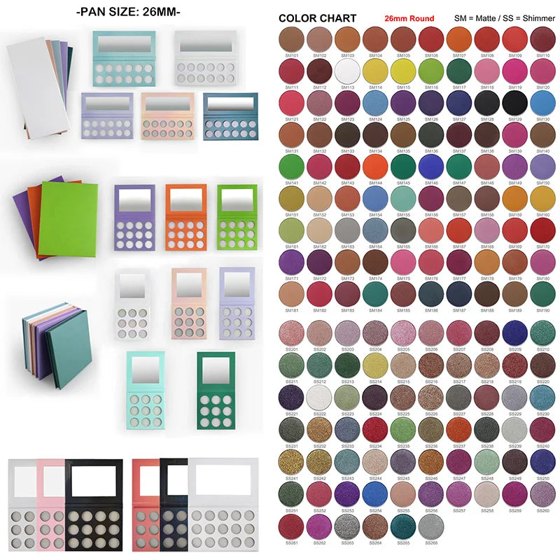 Empty Pick Your Own Colors High Pigment Mineral Powder Custom Private Label Eyeshadow Palette with 200+ Shades