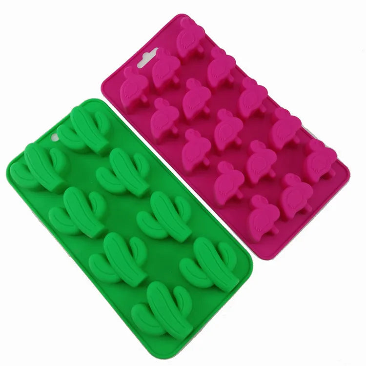 Wholesale Hot Sale Heat-Resistance Carton Coconut Palm Shape Silicon Chocolate Bar Moulds Flamingo Shape Mould Candy Mold